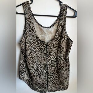 Shear Cheetah Print Zip up Tank Top